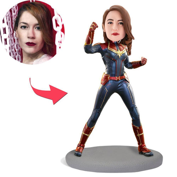Customized Popular Captain Marvel Bobblehead With Embossed Text