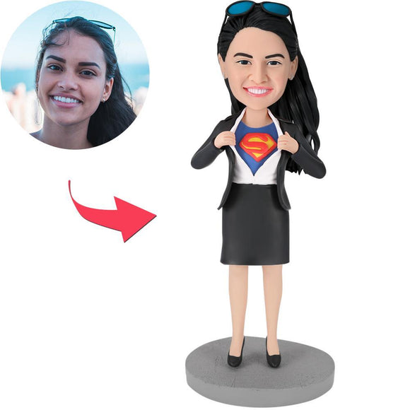 Custom Bobblehead Superwoman Desk Strip -A Popular Customized With Engraved Text