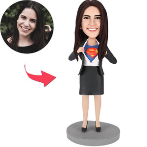 Custom Bobblehead Superwoman Office Strip - Popular Customized B With Embossed Text
