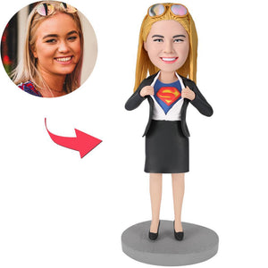 Custom Bobblehead Superwoman Office Desk Strip-E Customized With Embossed Text