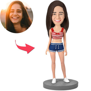 Custom Bobblehead Sexy Girl Wearing Custom Made Pants With Embossed Text