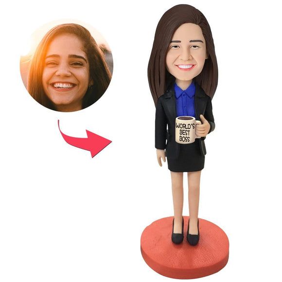 Customized Bobblehead Female Boss Customized With Text Engraved