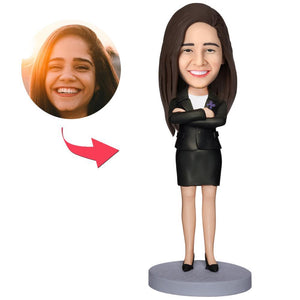 Custom Made Executive Woman Bobblehead With Embossed Text