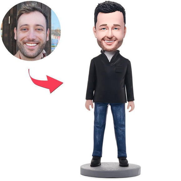 Custom Bobblehead Fashion Casual Man Customized With Embossed Text