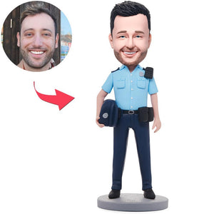 Customized Bobblehead Male Police Officer Customized With Text Engraved