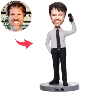 Custom Man On The Phone Bobbleheads With Text Engraved