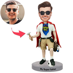Almighty Super Dad Custom Bobblehead With Text Engraved