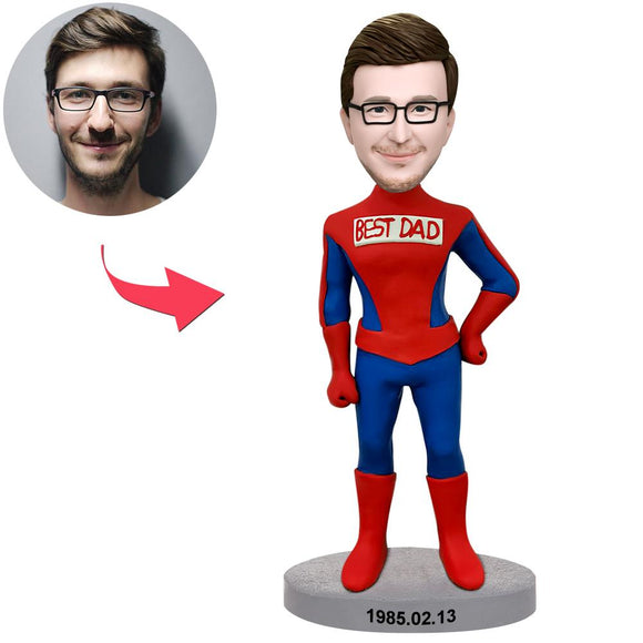 Custom Bobblehead With Text Engraved Spider-Man Super Dad