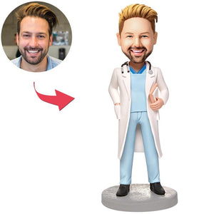 Male Doctor With Custom Bobblehead Stethoscope With Engraved Text