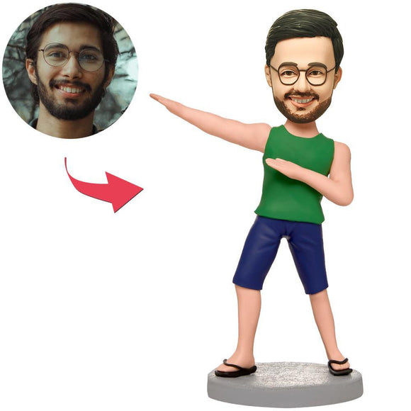 Casual Man Pretend Custom Bobblehead With Text Engraved