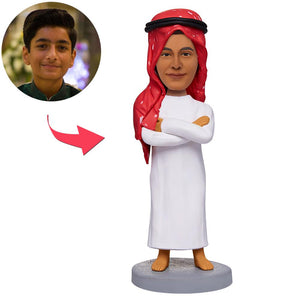 Arabs Custom Red Turban Bobblehead With Engraved Text