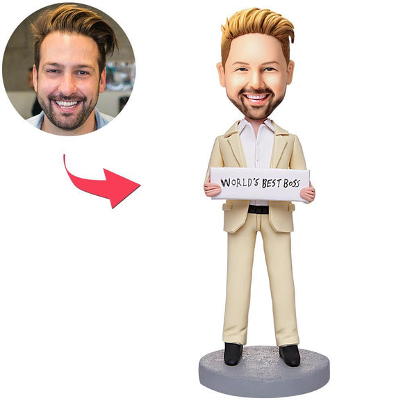 World's Best Boss Businessman Custom Bobblehead With Engraved Text