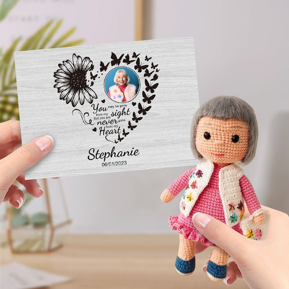 Custom Crochet Doll Gifts Handmade Mini Dolls Look alike Your Photo with Custom Memorial Card for Her - bestcustombobbleheads