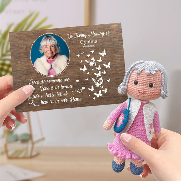 In Loving Memory Personalized Crochet Doll Gifts Handmade Mini Dolls Look alike Your Photo with Custom Memorial Card - bestcustombobbleheads