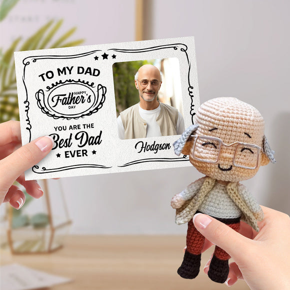 Custom Crochet Doll Handmade Mini Look alike Dolls with Personalized Card Gifts for Dad - bestcustombobbleheads