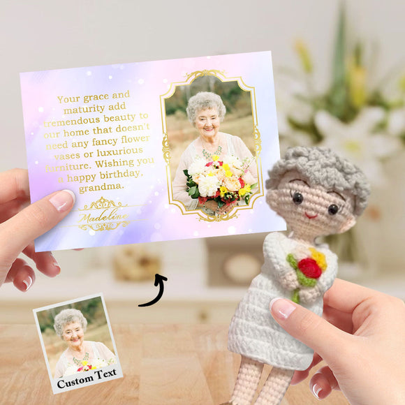Custom Crochet Doll from Photo Handmade Look alike Dolls with Personalized Name Card Birthday Gifts for Grandma - bestcustombobbleheads