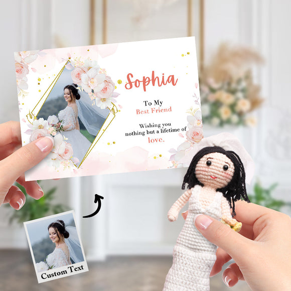 Bridal Shower Gift Custom Crochet Doll from Photo Handmade Look alike Dolls with Personalized Name Card - bestcustombobbleheads