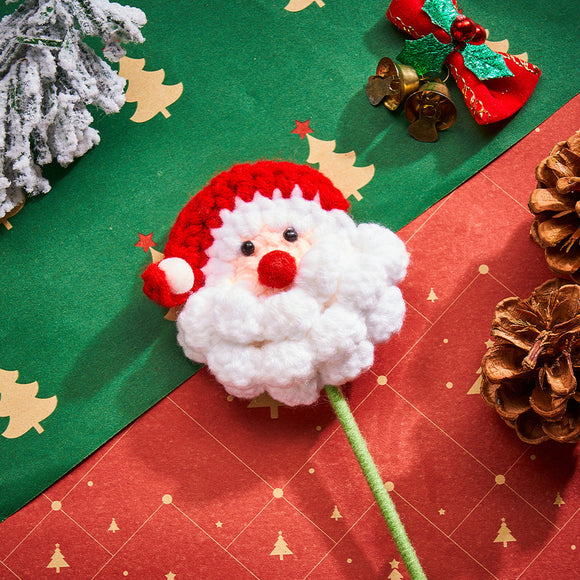 Christmas Crochet Flower Handmade Santa Claus Pine Nut Cotton Knitted Flower Christmas Day Gift - bestcustombobbleheads