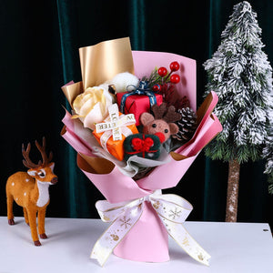 Christmas Plush Doll Bear Bouquet Romantic Toy Soap Flower Christmas Day Gift - bestcustombobbleheads