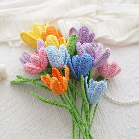 1pc Handmade Knitted Flower Blooming Tulip Crochet Flower Gift for Her - bestcustombobbleheads